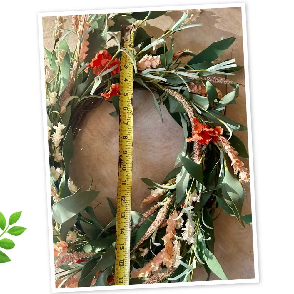 Farmhouse Wreath with Eucalyptus Leaves Includes Soft Neutral Flowers